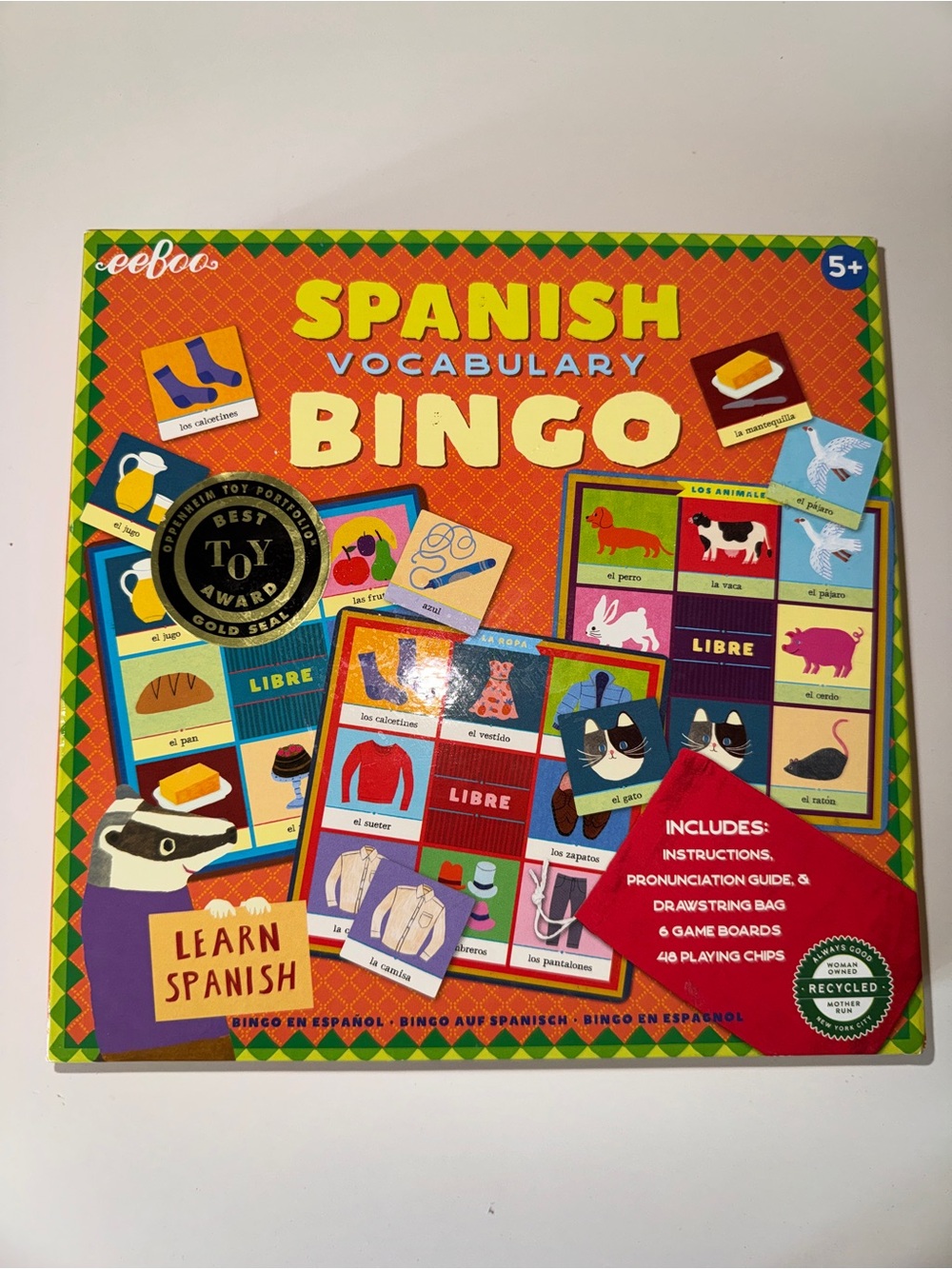 NEW Eeboo Spanish Vocabulary Bingo Learning Game En Espanol READ DESCRIPTION